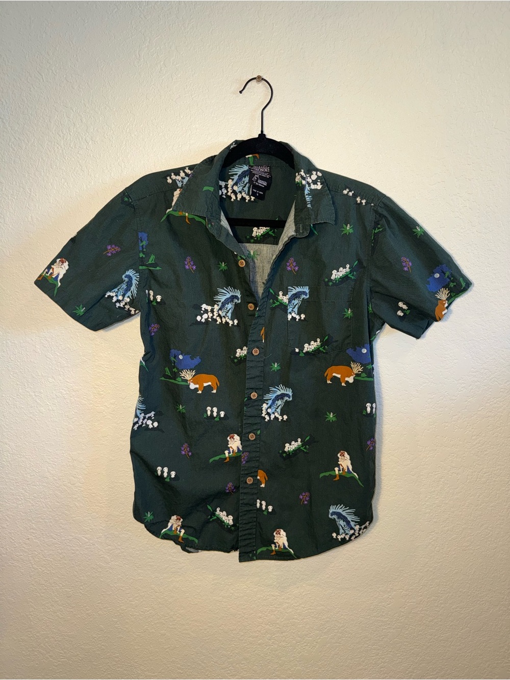 Studio Ghibli Princess Mononoke Forest Creatures Woven Button-Up Shirt 10/12